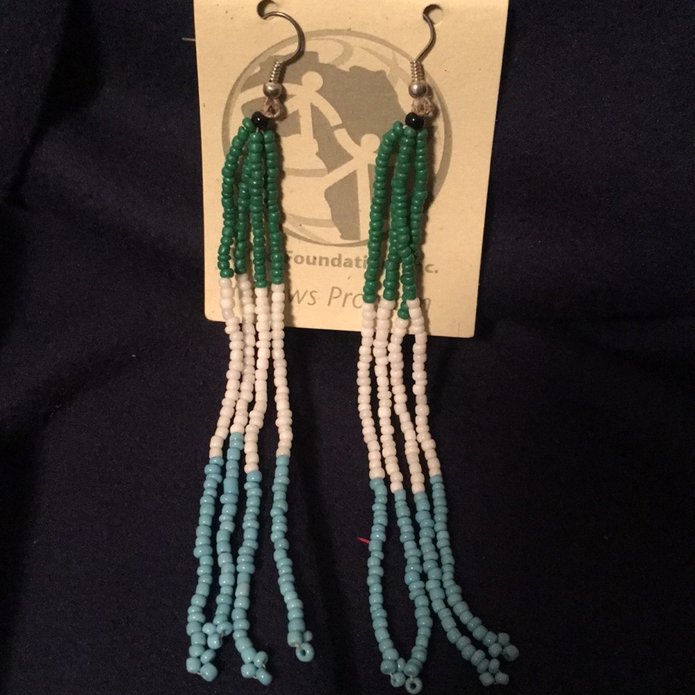 Tanzania Beaded Tassel Earrings. NWT